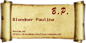 Blondner Paulina névjegykártya